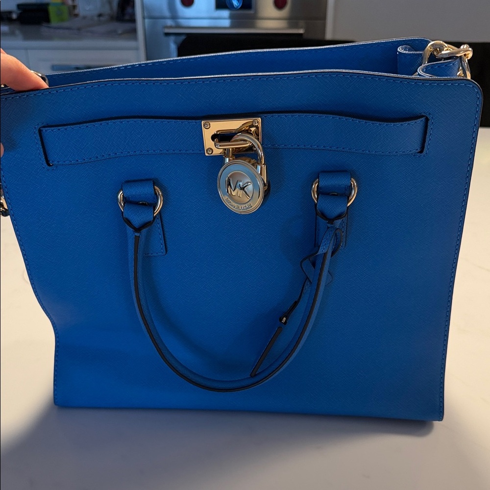Michael Kors Electric Blue Saffiano Leather Tote with Gold Hardware NEVER WORN